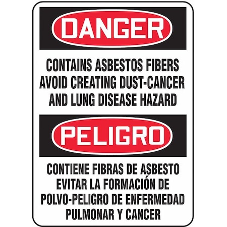 Spanish-Bilingual Danger Sign, 14 In H, 10 In W, Plastic, Rectangle, English, Spanish, SBMCAW110VP