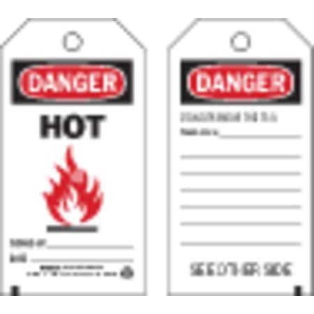 Danger Tag,5-3/4 X 3 In,Hot,3/8 In,PK10