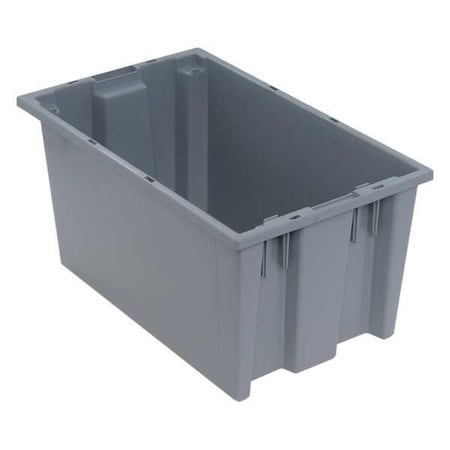 Stack & Nest Container, Gray, Polyethylene, 18 In L, 11 In W, 9 In H, 0.76 Cu Ft Volume Capacity