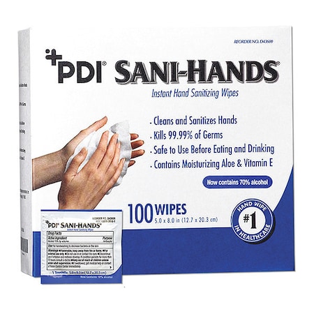 Antimicrobial Hand Sanitizing Wipes, 5 X 8, 100 Wipes