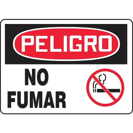 No Smoking Sign Spanish, 7 In Height, 10 In Width, Vinyl, Rectangle, Spanish