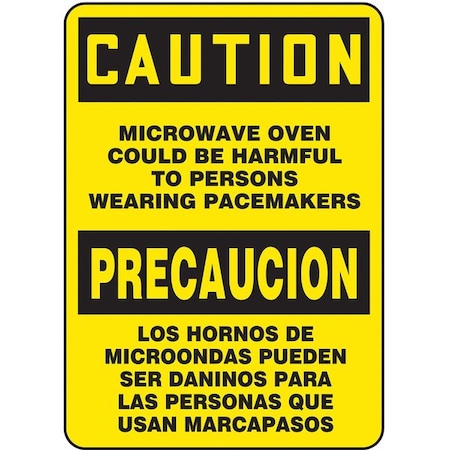Spanish-Bilingual Caution Sign, 14 In Height, 10 In Width, Vinyl, Rectangle, English, Spanish