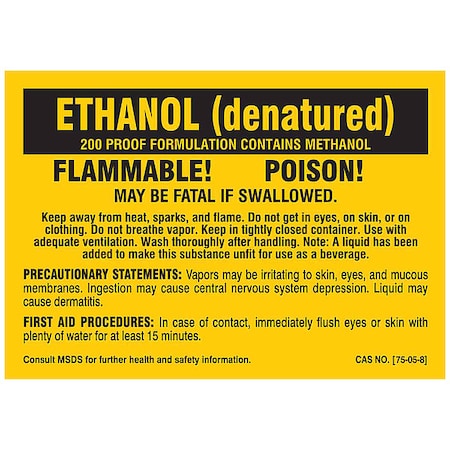 Chemical Label,5 In. W,Polyester,PK25