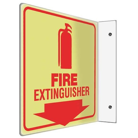 Fire Extinguisher Sign,8X8,R/Glow