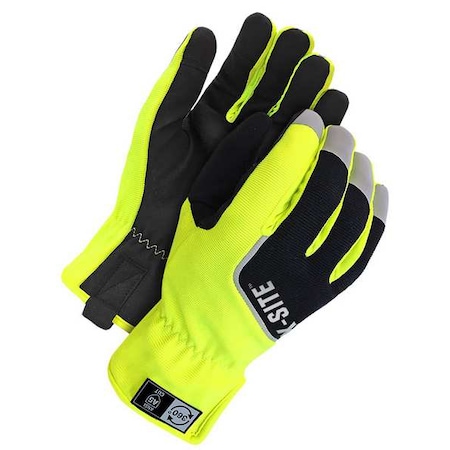Mechanics Gloves, Black/Yellow, Single Layer
