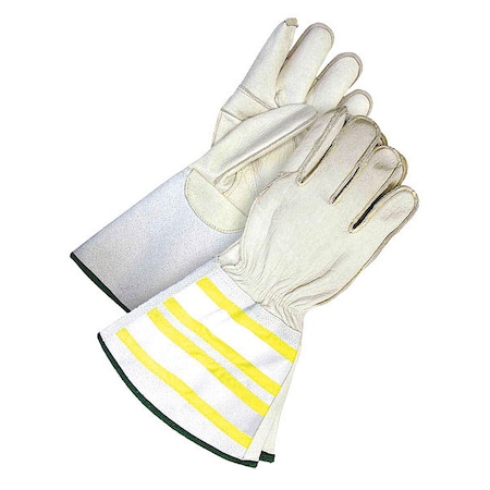 Water Repellent Grain Cowhide Utility Glove HiViz Gauntlet, Size M