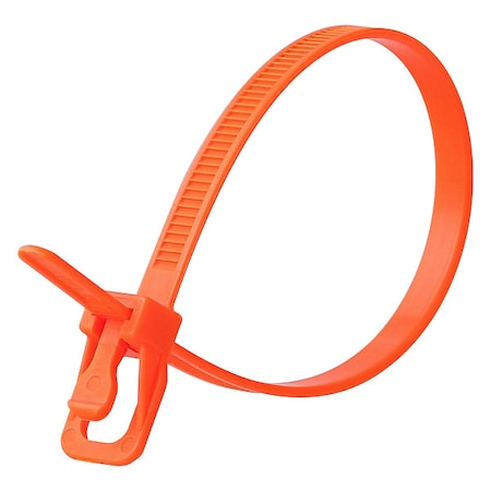 Releasable Tie,Fluor. Orange,Nylon,PK20