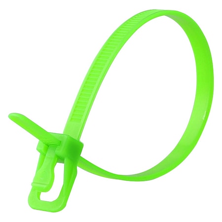 Releasable Tie,Fluor. Green,Nylon,PK100