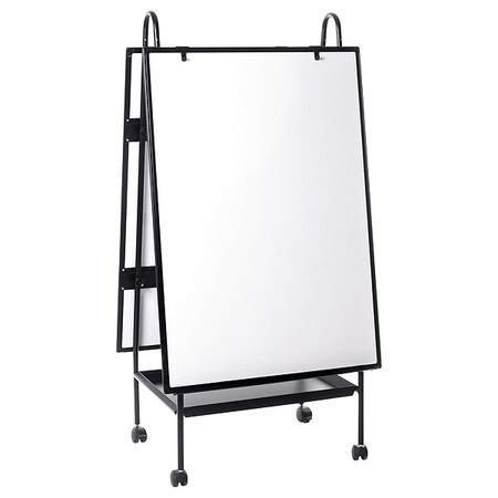 59-21/32x29-23/32 Steel Mobile Whiteboard, Black Frame
