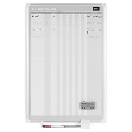 36x24 Magnetic Steel In/Out Dry Erase Board, Gray Frame