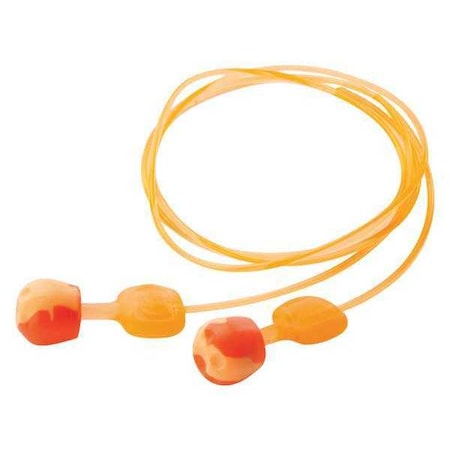 Reusable Corded Ear Plugs, Pod Shape, 28 DB, 100 Pairs, Orange