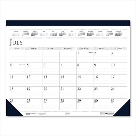 22 X 17 Two-Color Dated Monthly Desk Pad Calendar, White