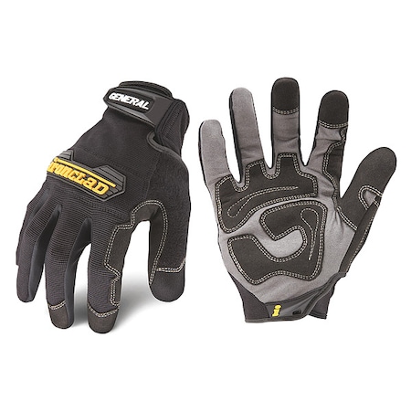 Mechanics Gloves, XL, Black, Single Layer Seamless With Sewn Duraclad(TM) Patches