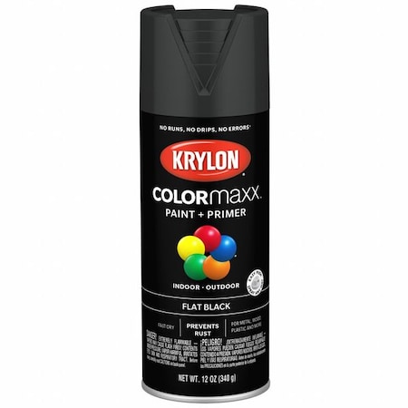 Spray Paint,Flat,Black,12 Oz
