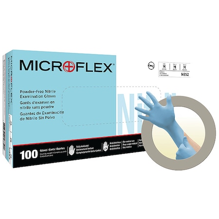 Microflex  Fully Textured Nitrile Exam Glove, Nitrile, Blue, L ( 9 ), 100 PK