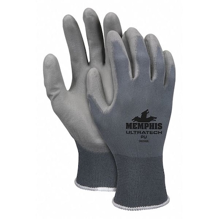 Polyurethane Coated Gloves, Palm Coverage, Gray, S, PR