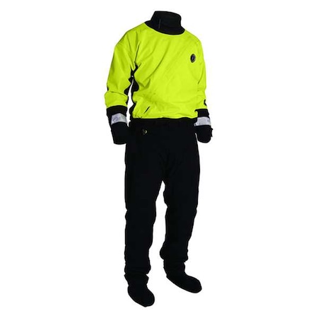 Water Rescue Dry Suit,L,Hi-Viz Ylw/Blk