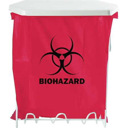 Biohazard Bag Holder, 3 Gal., White