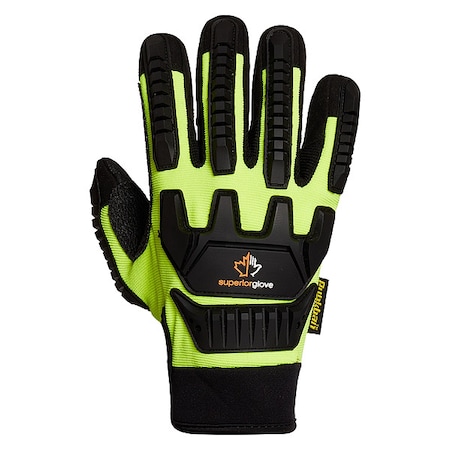 Mechanic Glove,Black/HV Green,2XL,PR