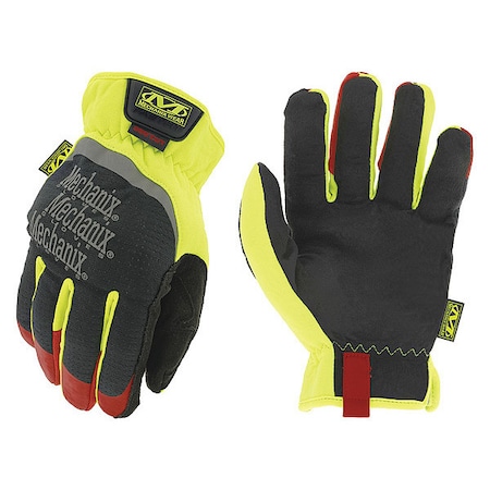 Hi-Vis Cut Resistant Gloves, A4 Cut Level, Uncoated, S, 1 PR