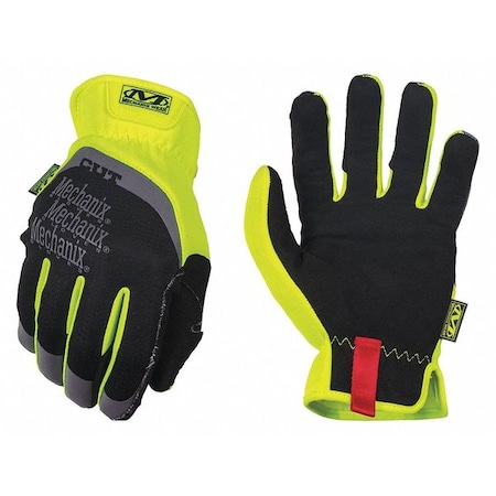 Hi-Vis Mechanics Gloves, L, Yellow, Synthetic Leather, Trekdry(R)