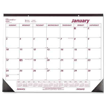 Desk Pad,Monthly,21-3/4 X17,White