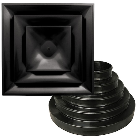 6 To 14 In Square Step-Down Ceiling Diffuser, Black