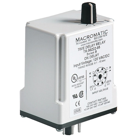 Time Delay Relay,120VAC/DC,10A,DPDT