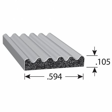 Rubber Seal,109/1000 H,25 Ft L,Ribbed