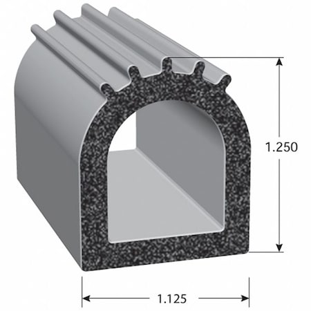 Rubber Seal,1 1/4 H,100 Ft L,D Shape