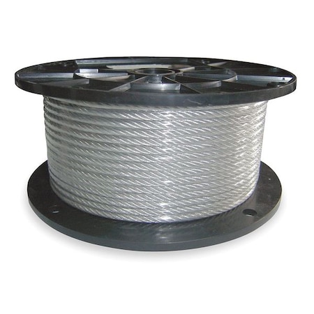 Cable,3/16 In,L25Ft,WLL740Lb,7x19,SS