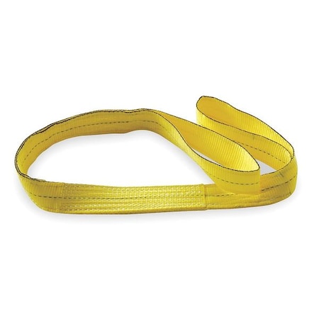 Web Sling, Flat Eye And Eye, 18 Ft L, 3 In W, Polyester, Yellow