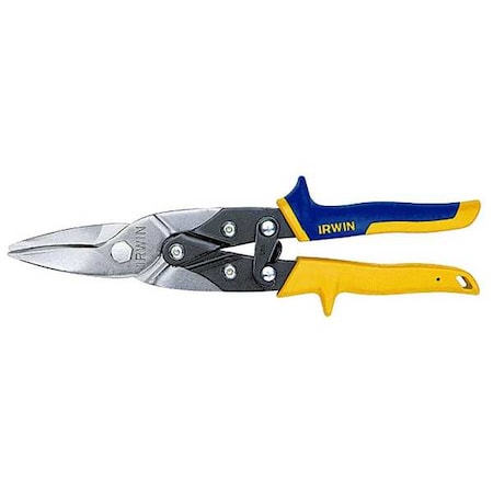 Aviation Snip, Straight And Wide Curve, 10 In Length, 1 1/4 In Cutting, Hot Drop Forged Blades