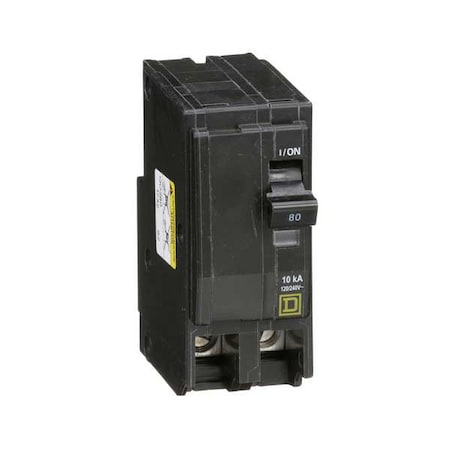 Miniature Circuit Breaker, 80 A, 120/240V AC, 2 Pole, Plug In Mounting Style, QO Series