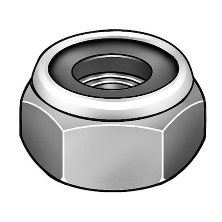 Nylon Insert Lock Nut, 7/16-14, Steel, Grade 2, Chrome Plated, 15/32 In Ht, 5 PK