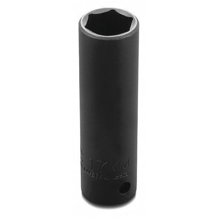 1/2 Dr, 17mm Size, Metric Impact Socket, 6 Pts