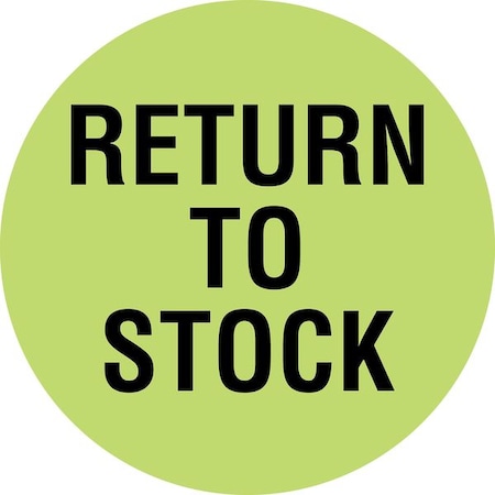 Circle Inventory Control Label, Return To Stock, Green, Pk1000