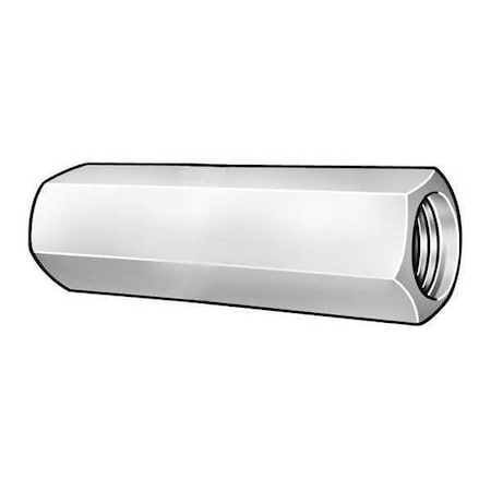 Coupling Nut, 1-1/4-7, Steel, Grade A, Zinc Plated, 3 In Lg, 1-5/8 In Hex Wd