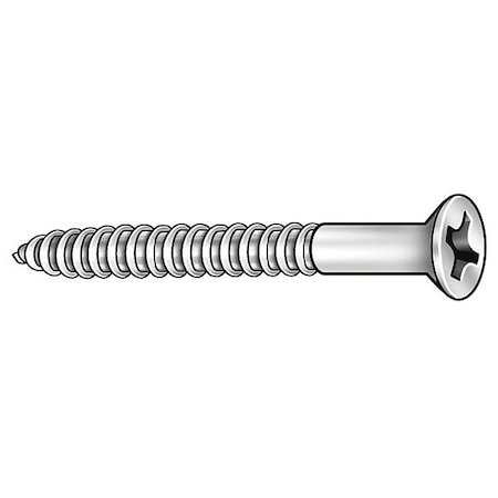 Wood Screw, #6, 3/4 In, Plain Brass Flat Head Phillips Drive, 100 PK