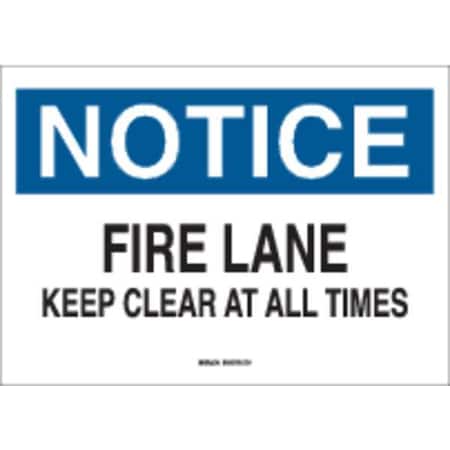 Fire Lane Sign, 10H, 14W, Plastic, Header Background Color: Blue