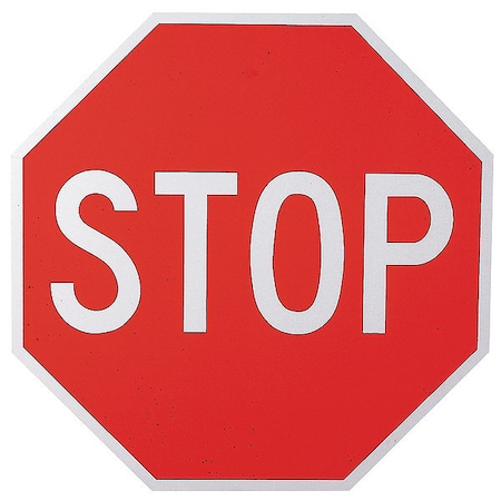 Stop Sign, 12 W, 12 H, English, Aluminum, Red