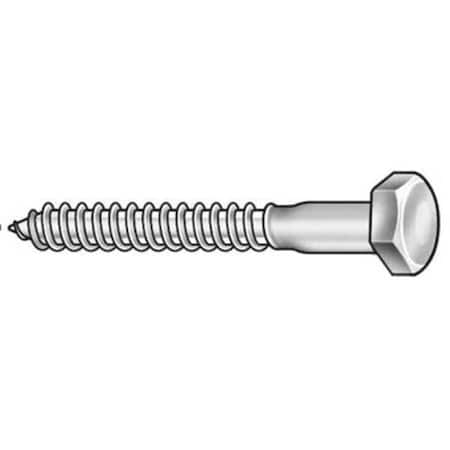 Lag Screw, 1/4 In, 2 In, Steel, Zinc Plated Hex External Hex Drive, 100 PK