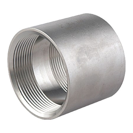 304 Stainless Steel Coupling, 2 In X 2 In Fitting Pipe Size, Female NPT X Female NPT, Class 150