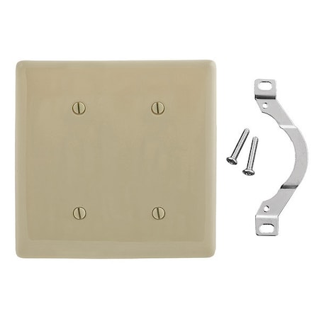 Blank Strap Mount Wall Plates, Number Of Gangs: 2 Nylon, Smooth Finish, Ivory