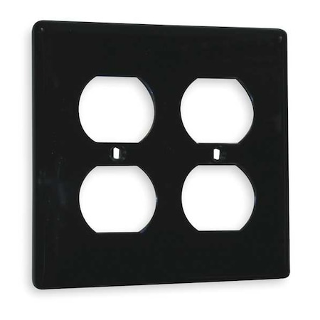 Duplex Wall Plates, Number Of Gangs: 2 Nylon, Smooth Finish, Black