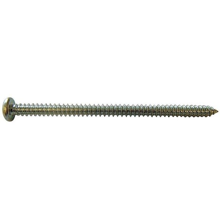 Sheet Metal Screw, #10 X 2-1/2 In, Zinc Plated Steel Pan Head Phillips Drive, 1600 PK