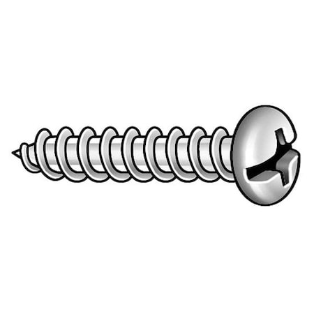 Sheet Metal Screw, #10 X 3/8 In, Zinc Plated Steel Pan Head Combination Phillips/Slotted Drive