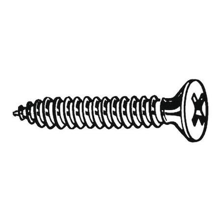 Sheet Metal Screw, #14 X 1-3/4 In, Zinc Plated Steel Flat Head Phillips Drive, 100 PK