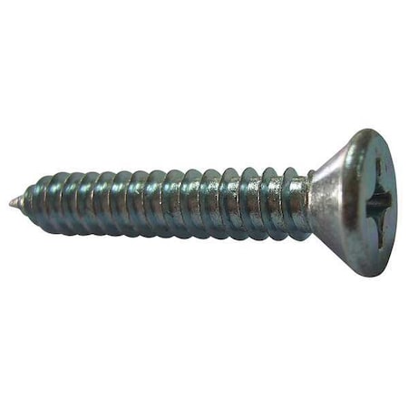 Sheet Metal Screw, #14 X 1 In, Zinc Plated Steel Flat Head Phillips Drive, 100 PK