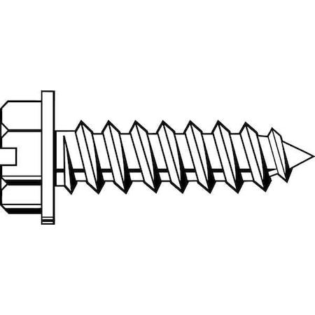 Sheet Metal Screw, #7 X 1/2 In, Zinc Plated Steel Hex Head Slotted Drive, 100 PK